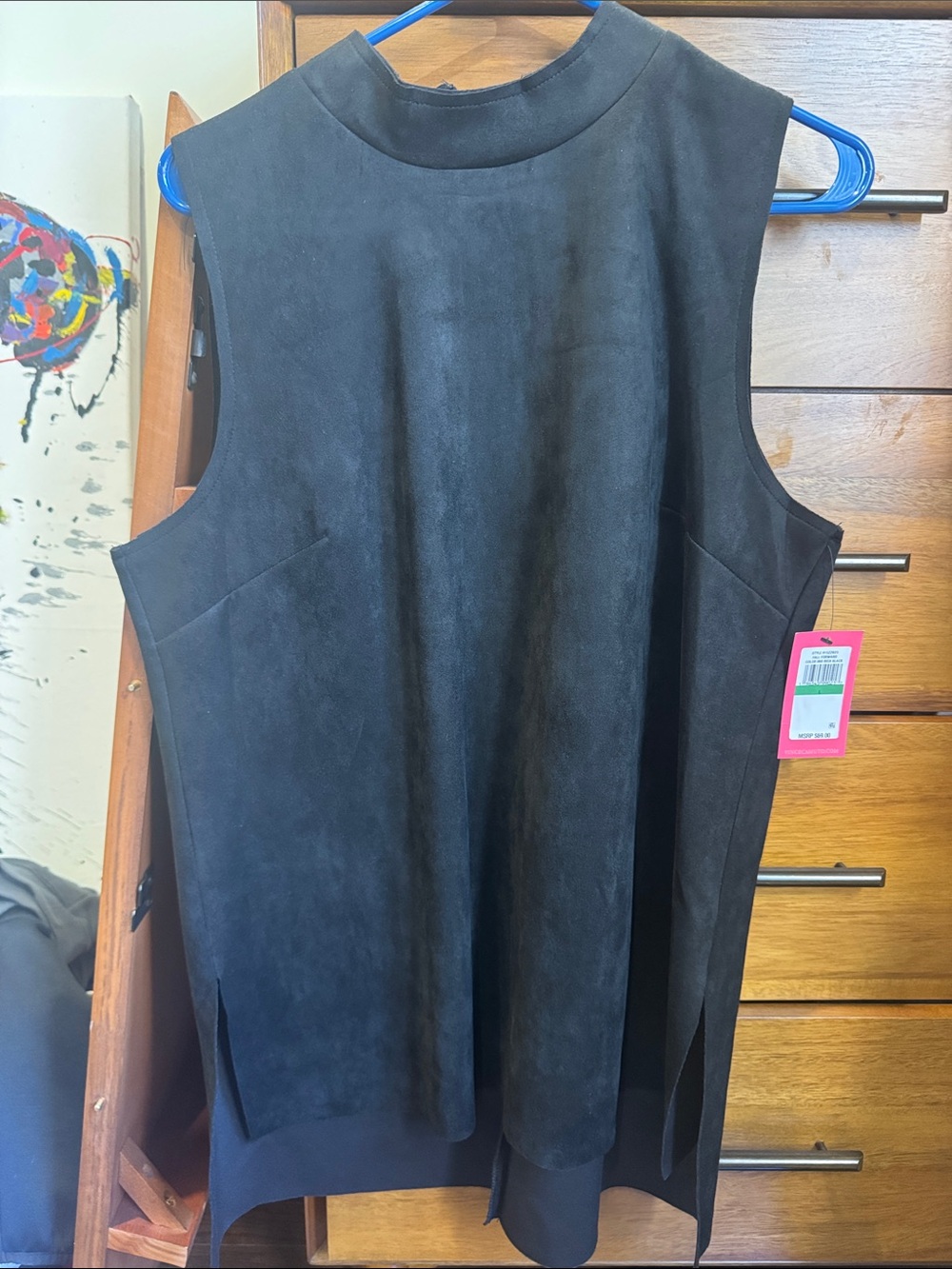Vince Camuto Black Sleeveless Mock Neck Tunic
